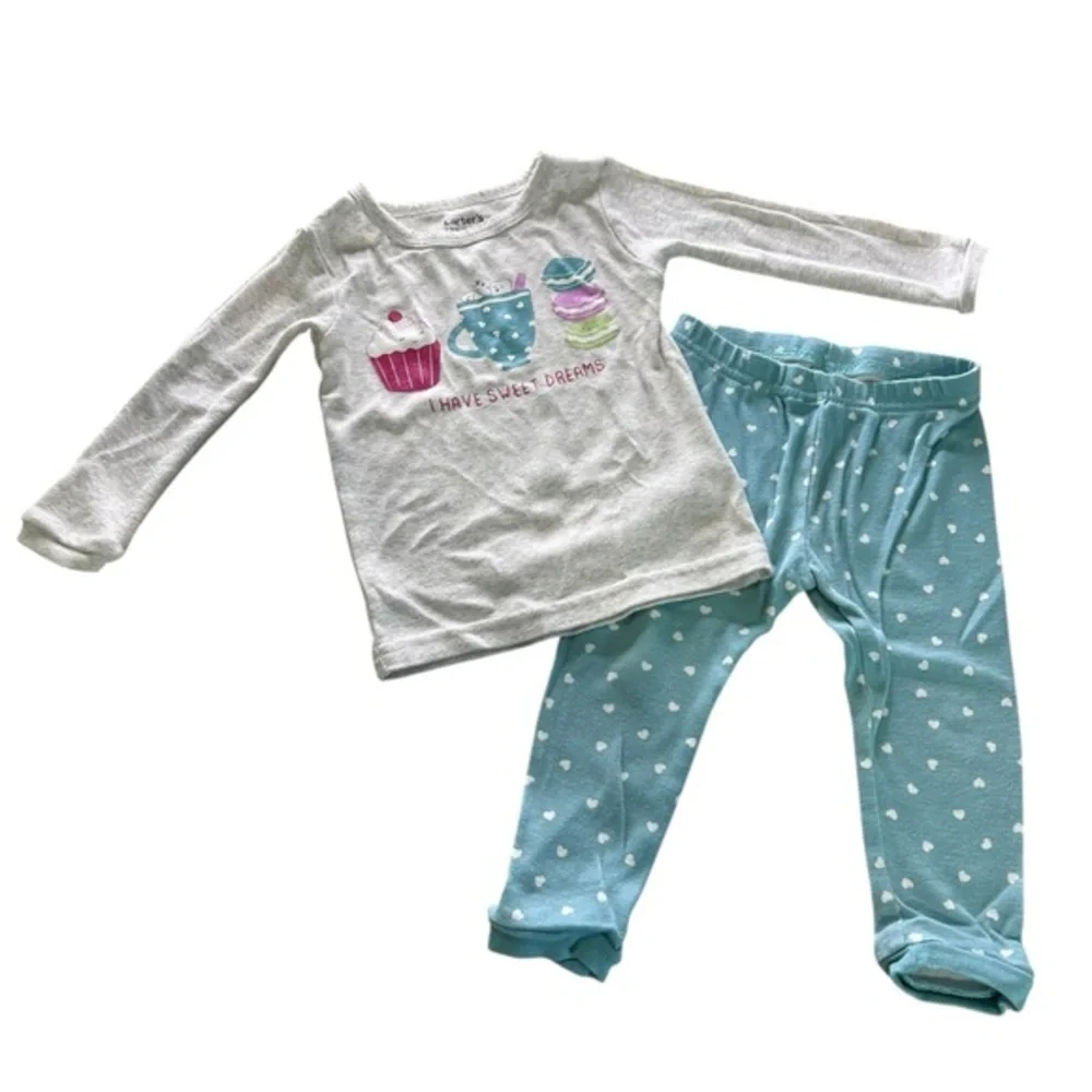 Carters Hot Cocoa Cupcake Macaron Pajama Set Size 12 months